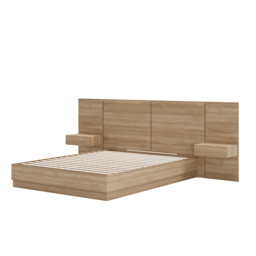 Nexera Milano 4-Piece Platform Bedroom Set In Brown Oak