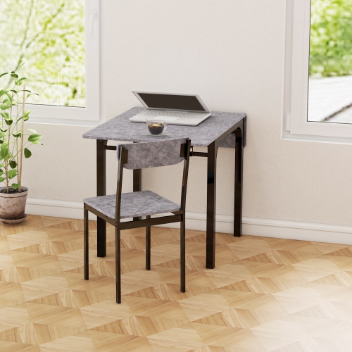 HOMCOM Dining Table Set for 2, 3-Piece Kitchen Table Set for 2, Folding Rectangular Dining Table with 2 Drop Leaves, 2 Chairs for Dining Room,