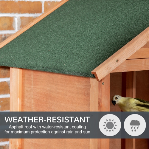 PawHut 62.5" H Large Wooden Bird Cage Outdoor Indoor for African Grey Small Quaker Amazon Parrot Cockatiel Sun Parakeet Green Cheek Conure Dove