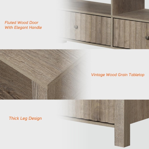 WAMPAT TV Stand for TVs up to 75 Inch,Brown Modern Entertainment Center for 80/70/65 inch TV Console Table with 6 Cubby Storage for Living Room