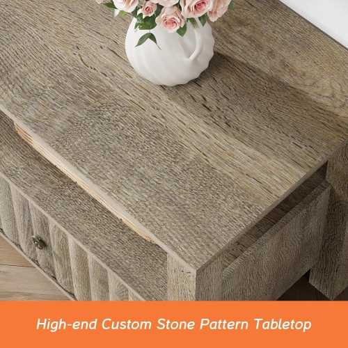 WAMPAT TV Stand for TVs up to 75 Inch,Brown Modern Entertainment Center for 80/70/65 inch TV Console Table with 6 Cubby Storage for Living Room