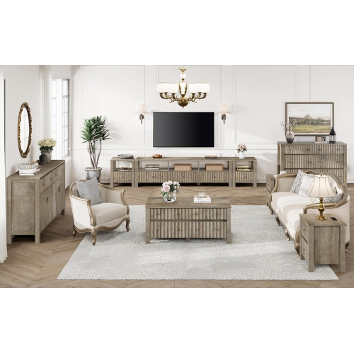 WAMPAT TV Stand for TVs up to 75 Inch,Brown Modern Entertainment Center for 80/70/65 inch TV Console Table with 6 Cubby Storage for Living Room