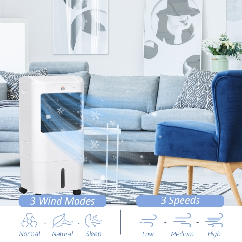 Refroidisseur d'air par évaporation portatif de 31 po de HOMCOM - Blanc