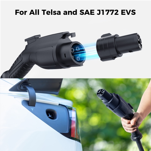 Fulsolen Level 2 EV Charger for Tesla, 40Amp/240V/9.6Kw EV Charger with J1772 to Tesla Adapter, Indoor/Outdoor Portable EV Charger with 22ft Cable,