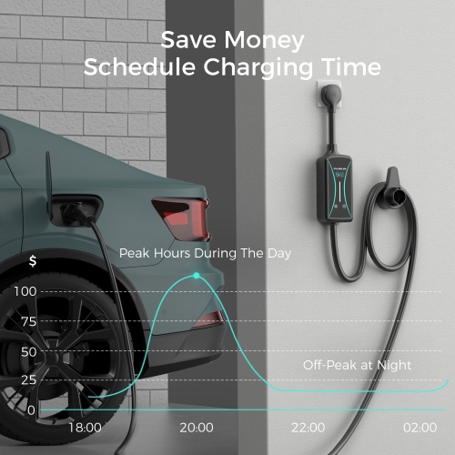 Fulsolen Level 2 EV Charger for Tesla, 40Amp/240V/9.6Kw EV Charger with J1772 to Tesla Adapter, Indoor/Outdoor Portable EV Charger with 22ft Cable,