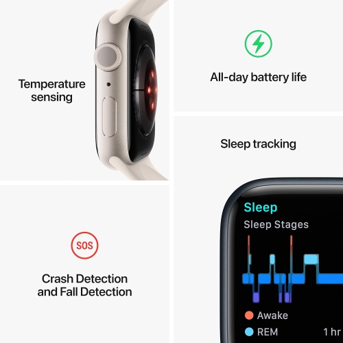 Apple Watch Series 8 (GPS) 41mm Midnight Aluminum Case with Midnight Sport Band - Medium / Large by APPLE - Open Box condition - Image 3