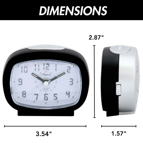 Réveille-matin analogique ovale à piles avec fonctions Snooze et rétroéclairage DEL bleu, balayage silencieux, cadran facile à lire