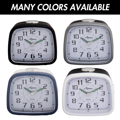 Small Battery Powered Analog Bedside Alarm Clock with Snooze & Soft Backlight, Silent Sweep, Easy-to-Read Dial