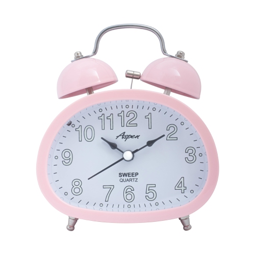 ASPEN  Loud Oval Twin Bell Analog Alarm Clock for Adults And Kids, Soft Backlight, Retro Alarm Clock for Heavy Sleepers, Battery Powered, Easy to Read