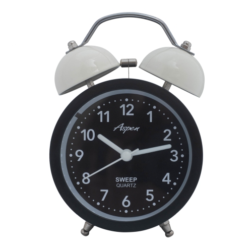 Réveille-matin analogique à deux cloches bruyantes pour adultes et enfants, rétroéclairage doux, réveil rétro pour grands pyjamas, alimentation par p
