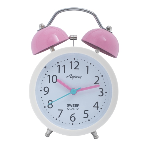 Cute Twin Bell Analog Alarm Clock for Kids, Soft Backlight, Loud Alarm Clock for Heavy Sleepers, Battery Powered, Easy to Read Dial