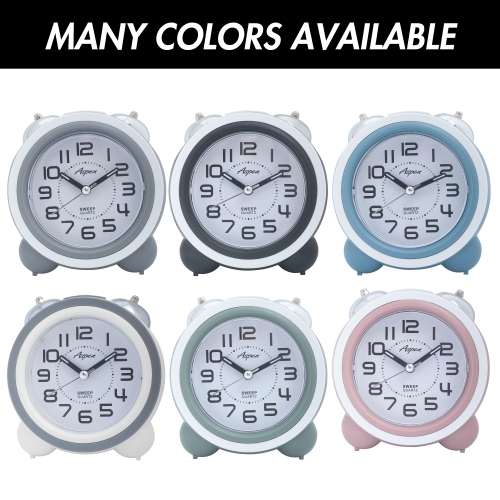 Analog Kids Twin Bell Alarm Clock for Heavy Sleepers - Cute Alarm Clock for Boys or Girls Room, Soft Backlight, No Ticking Sound, Loud Alarm Clock,