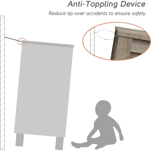 Meuble champêtre pour téléviseur de 57 po et moins de WAMPAT 75, meuble de divertissement gris rétro pour console de téléviseur 55/65/75 po,
