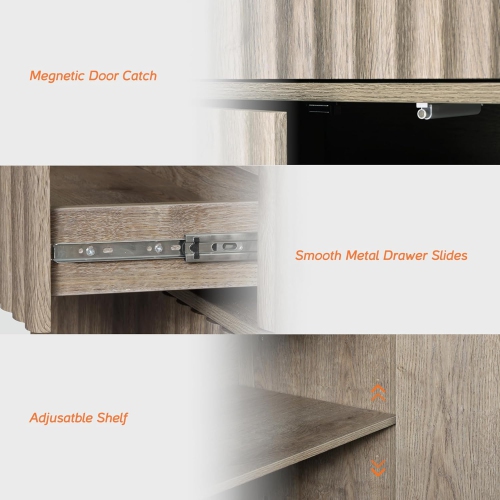 WAMPAT Bedroom Dresser with 4 Drawers&4 Cabinets,Modern Chests&Dressers Storage Cabinet Organizer Nursery Dresser for Bedroom,Wooden Double Dresser