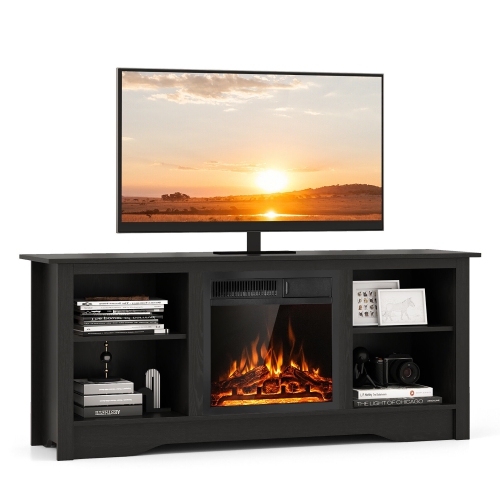 GYMAX  Fireplace Tv Stand for 65" Flat Screen Tv W/ 18" Electric Fireplace Heater