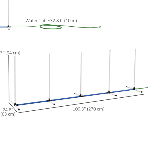 PawHut 2PCs Dog Agility Equipment Set, Dog Agility Kit with Weave Poles, Spray Water Tube, Whistle, Carry Bag, for Outdoor, Backyard, Garden, White