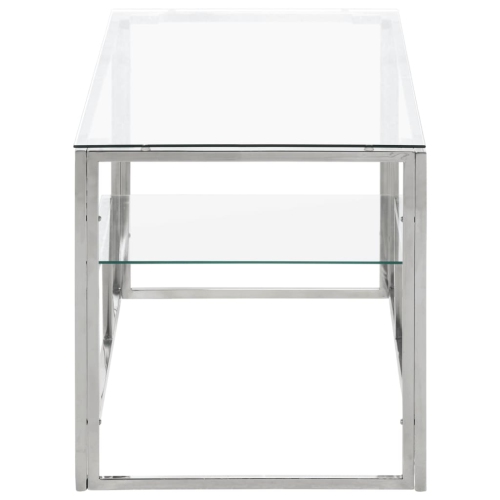 Table basse en acier inoxydable argenté avec verre trempé de vidaXL