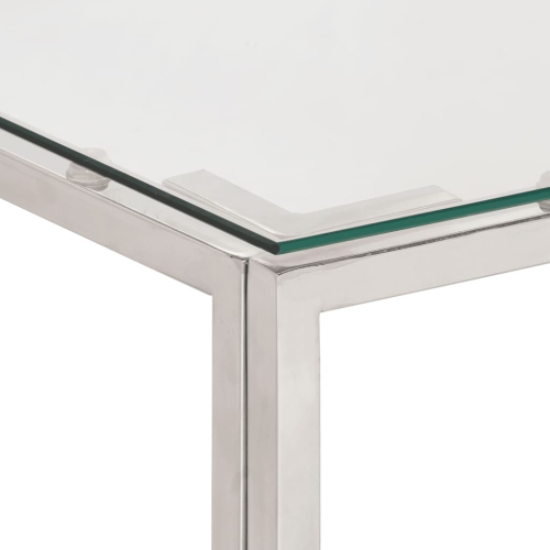Table basse en acier inoxydable argenté avec verre trempé de vidaXL