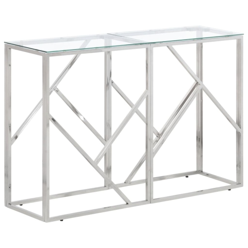 VIDAXL  Console Table Silver Stainless Steel And Tempered Glass