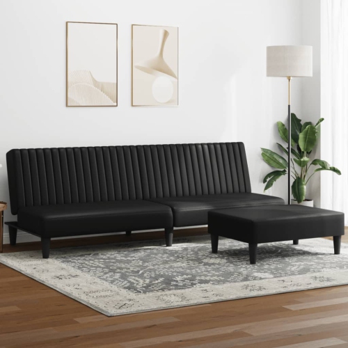 VIDAXL  2 Piece Sofa Set Black Faux Leather