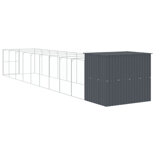 vidaXL Dog House with Run Anthracite 214x1069x181 cm Galvanised Steel