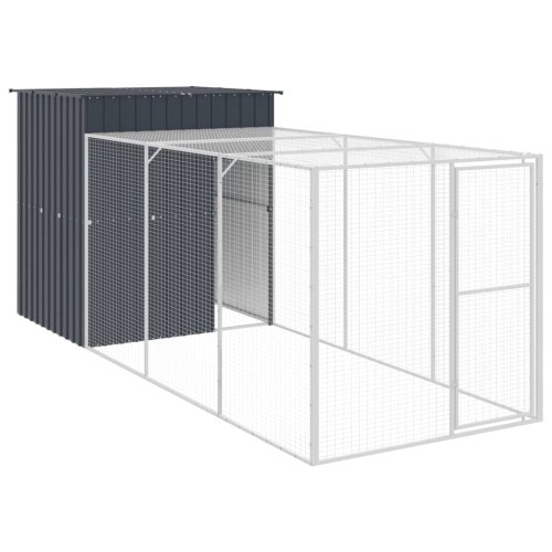 VIDAXL  Chicken Cage With Run Anthracite 165X455X181 Cm Galvanised Steel