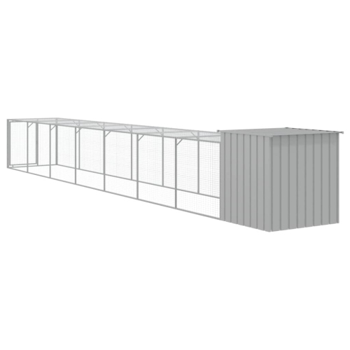 vidaXL Chicken Cage with Run Light Grey 110x813x110 cm Galvanised Steel