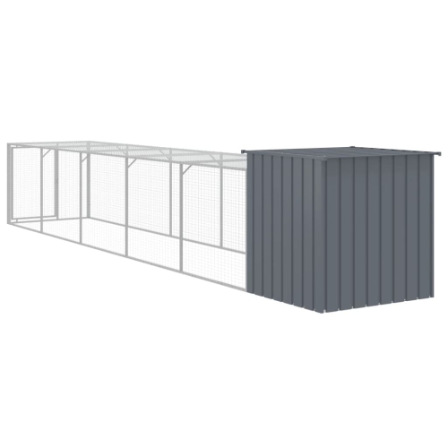 vidaXL Chicken Cage with Run Anthracite 110x609x110 cm Galvanised Steel