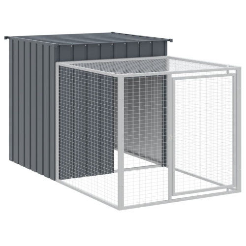 vidaXL Chicken Cage with Run Anthracite 110x609x110 cm Galvanised Steel