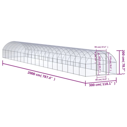 vidaXL Outdoor Chicken Coop 3x20x2 m Galvanised Steel