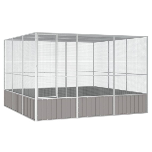VIDAXL  Bird Cage 302.5X324.5X211.5 Cm Galvanised Steel In Grey