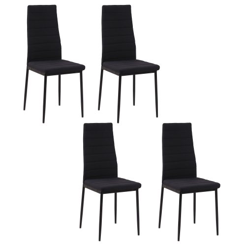 HOMCOM Modern Dining Chairs Set of 4, Upholstered Linen Fabric Kitchen Chairs with Channel Tufting and Metal Legs for Living Room, Dining Room,