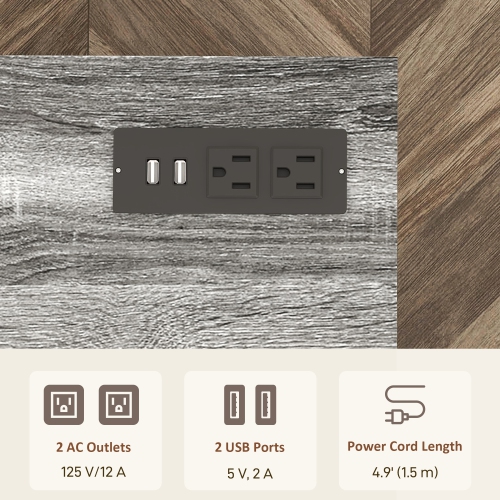 HOMCOM 3 Drawer Lateral Filing Cabinet with Charging Station and USB Ports, Mobile Printer Stand with Open Storage Shelf, Locking File Cabinet for