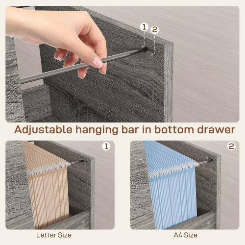 HOMCOM 3 Drawer Lateral Filing Cabinet with Charging Station and USB Ports, Mobile Printer Stand with Open Storage Shelf, Locking File Cabinet for