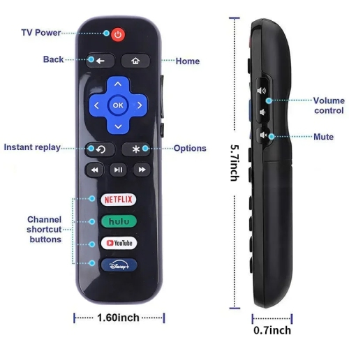 Universal Replacement Remote for TCL Roku TV: Compatible with Hisense, Insignia, Sharp, RCA, Sanyo, Westinghouse Roku TVs, Featuring Netflix,