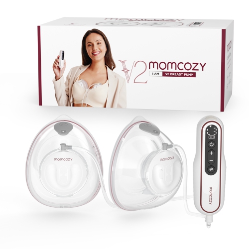 Momcozy Ultra-Light & Hands Free Breast Pump V2, Potent Wearable Pump with 27 Pumping Combinations, Low Noise Painless Portable Double Electric Pump