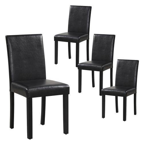 GYMAX  Dining Chair Set Of 4 W/ Acacia Wood Frame & Rubber Wood Legs Padded Backrest