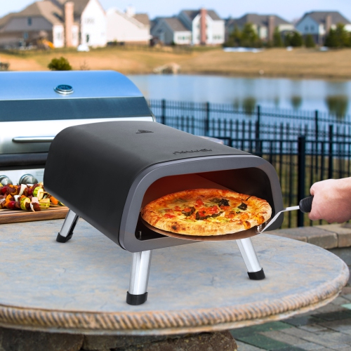 Newair 12" Portable Electric Indoor and Outdoor Pizza Oven with Accessory Kit, Temperature Control Knob, 1850W Dual-Heating - Black