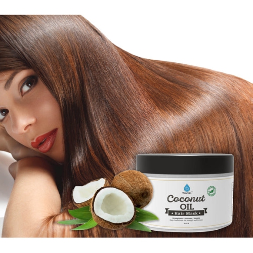 Masque pour les cheveux à l'huile de noix de coco naturelle à 100 % de Pursonic, 10 oz