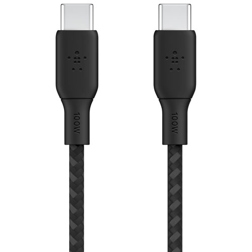 Belkin 2m (6.6ft) BoostCharge USB-C to USB-C Braided Cable (CAB014bt2MBK) - Black