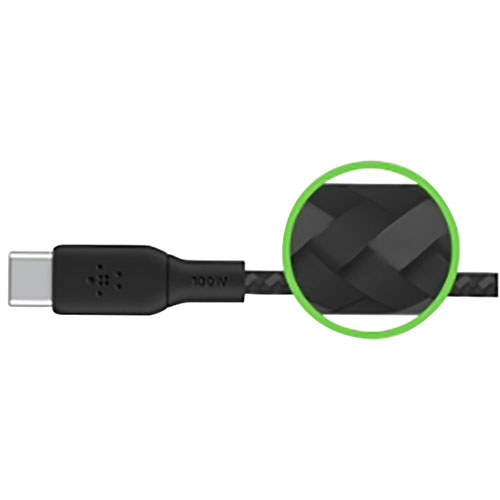 Belkin 2m (6.6ft) BoostCharge USB-C to USB-C Braided Cable (CAB014bt2MBK) - Black