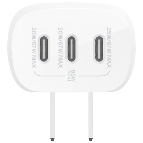 Belkin BoostCharge Pro 67W 3-Port USB-C Wall Charger - White