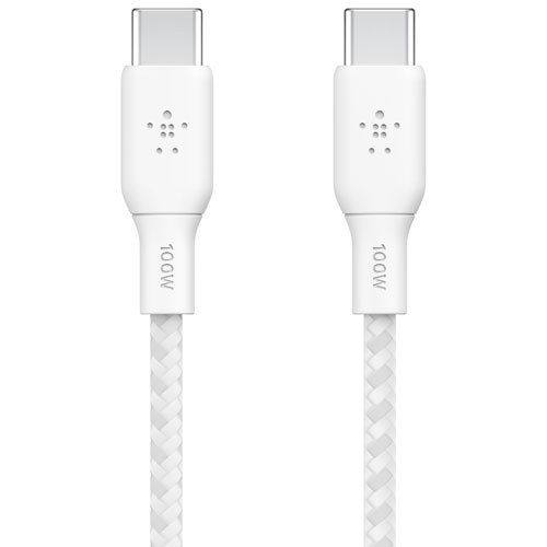 Belkin 3m (10ft) BoostCharge USB-C to USB-C Braided Power Cable (CAB014bt3MWH) - White