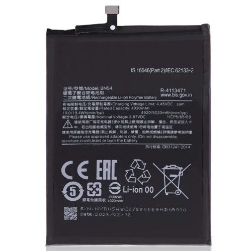 MS TECH  Replacement Battery - Compatible With Xiaomi Redmi 9 / Redmi 10X / Mi 10 Lite 5G Bn54