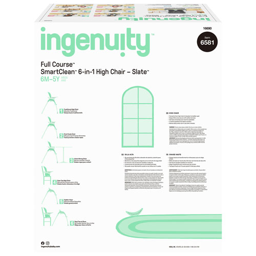 Ingenuity Full Course SmartClean 6-in-1 High Chair with Tray - Grey/White