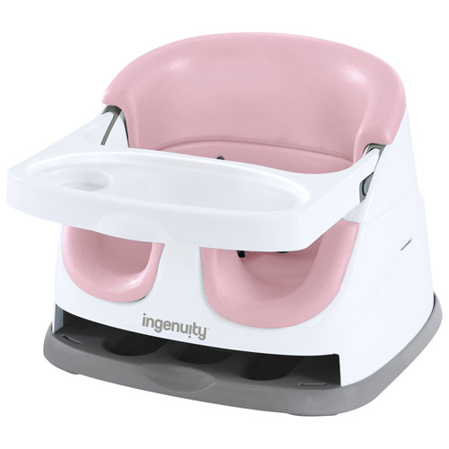 Siège rehausseur 2-en-1 avec plateau Baby Base d'Ingenuity - Pivoine/Blanc