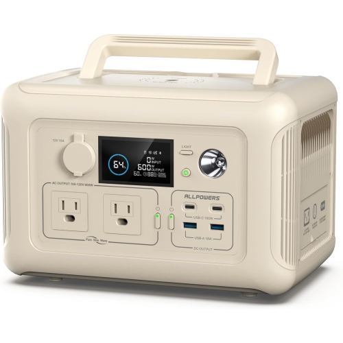 ALLPOWERS – Station d’alimentation portative 600&nbsp;W 299&nbsp;Wh BEIGE R600