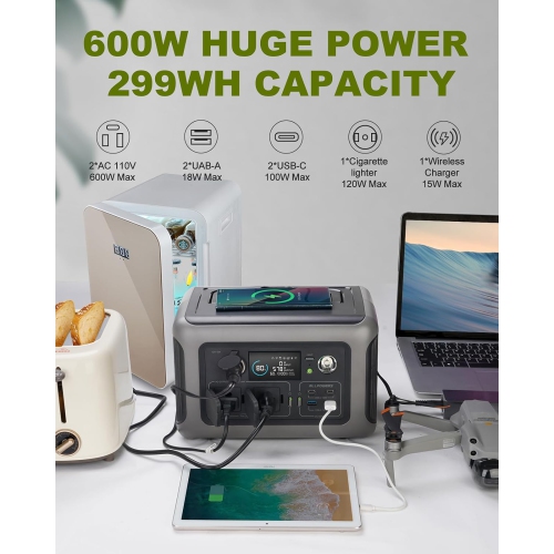 ALLPOWERS – Station d’alimentation portative 600&nbsp;W 299&nbsp;Wh R600