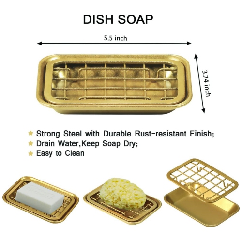 NIERBO Brushed Gold 6 Pieces Premium Mason Jar Bathroom Accessories Set - Rustic Farmhouse Decor, for Bathroom, Kitchen