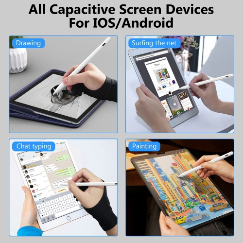 Stylet, Stylist compatible avec les écrans tactiles/téléphones iOS/Android, stylet rechargeable avec pointe haute précision, stylet Pencil pour